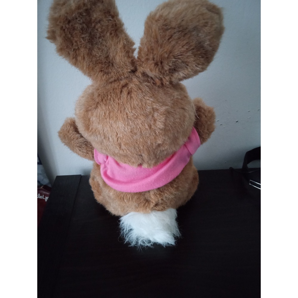 Vintage 1988 Fairview Industrial Corp Plush Bunny Rabbit Brown Pink Shirt Bow - Picture 9 of 10